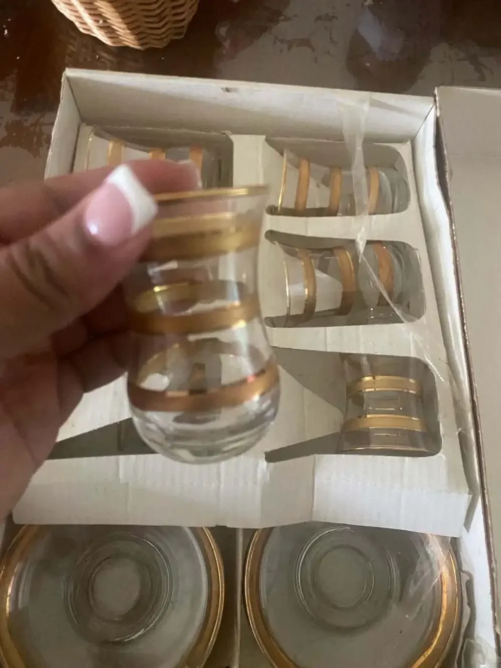 Paşabahçe Versailles Gold Collection Turkish Tea Glasses and Saucers Set